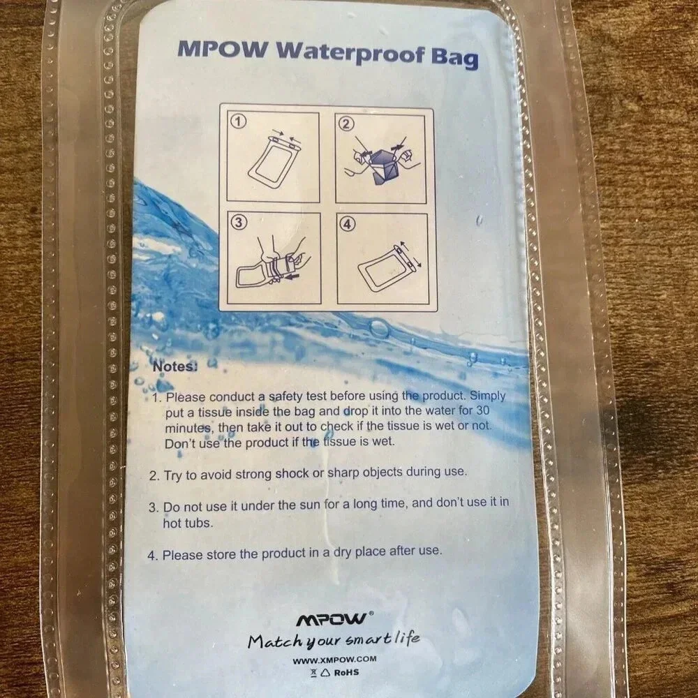 2 Pack Mpow Universal Waterproof Case Phone Pouch Dry Bag for iPhone Samsung